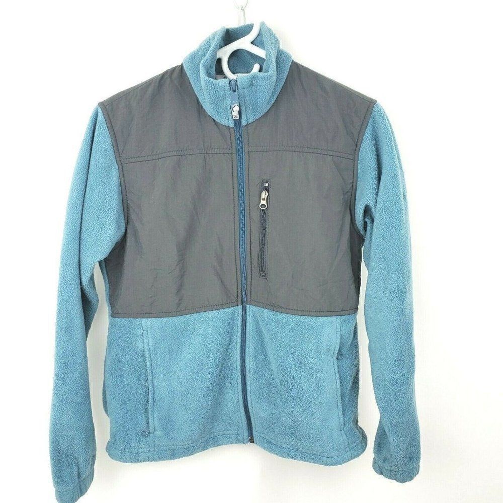 Columbia Sportswear Fleece Jacket Colorblock Blue Gray Zip Front Zip Womens S